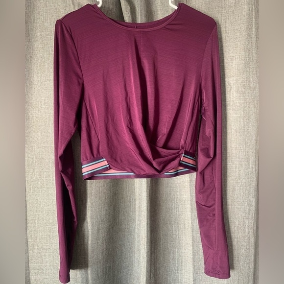 Fabletics Purple Eco Conscious Front Twist Longsleeve Top Size Large - Picture 1 of 4